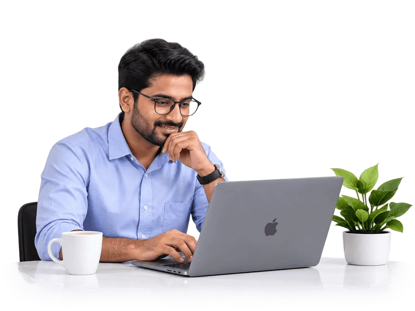 Professional working remotely at a laptop